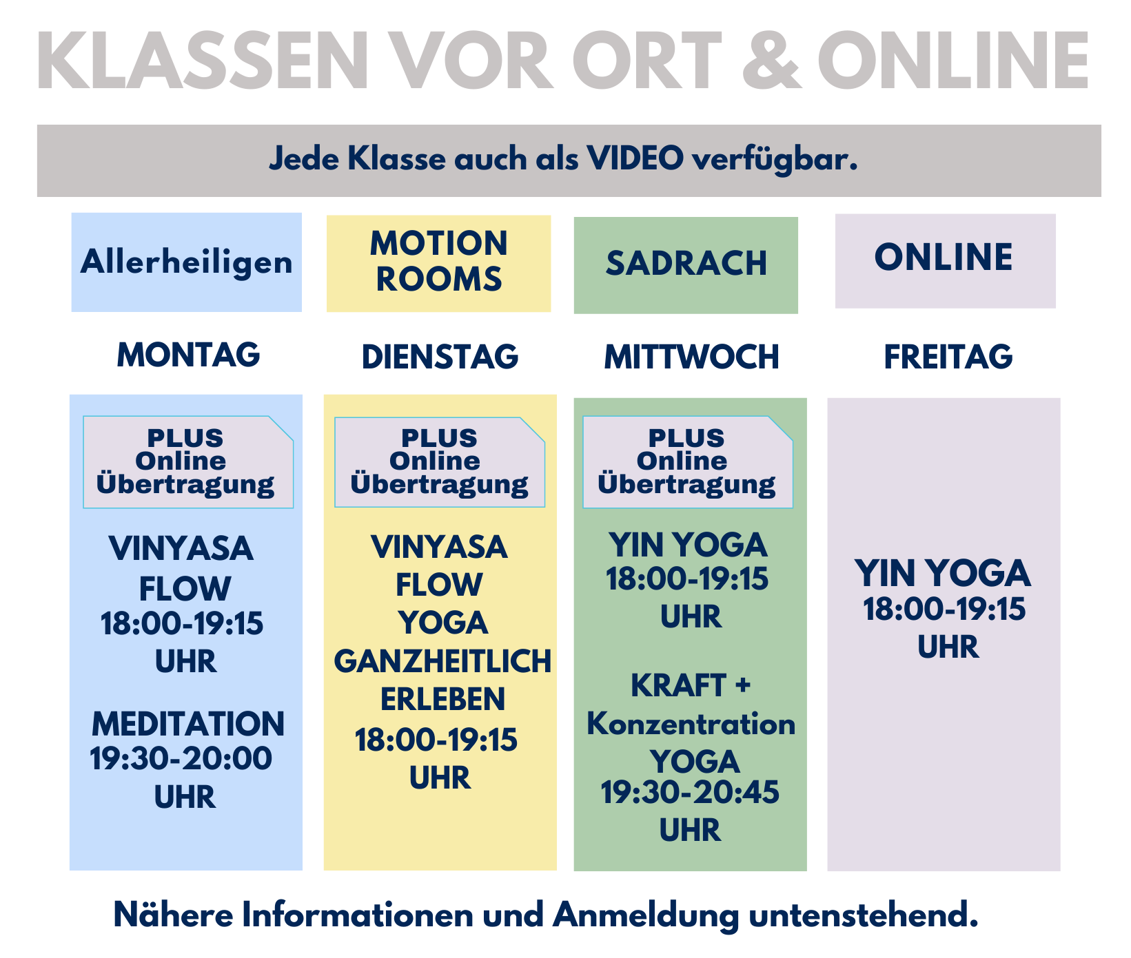Aktueller Stundenplan Yoga mit Christina