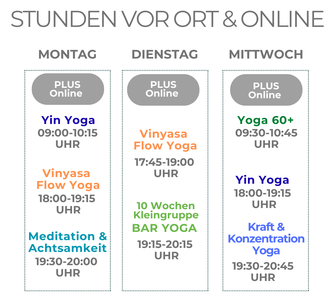 aktueller Yoga Stundenplan von Yoga mit Christina in Innsbruck und Online