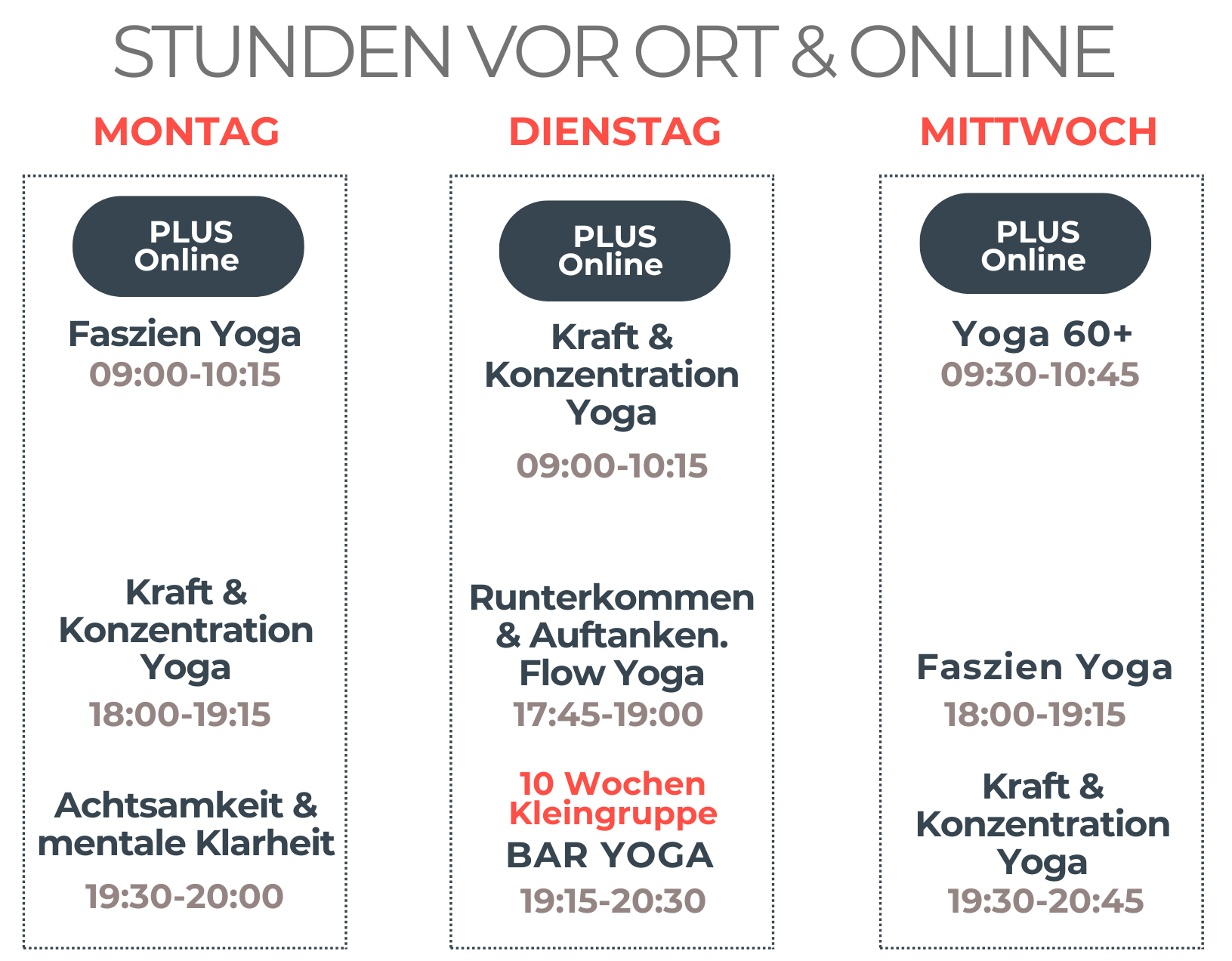 aktueller Yoga Stundenplan von Yoga mit Christina in Innsbruck und Online